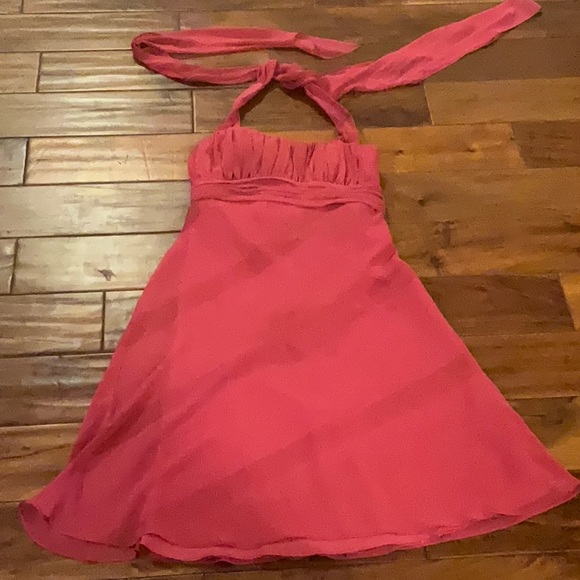 David’s Bridal Bright Pink Sz 2 dress sleeveless - fabric tie support - Picture 1 of 6